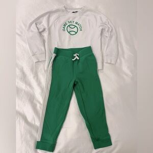 Janie and Jack tennis outfit. Sweatshirt size 5 sweatpants size 4